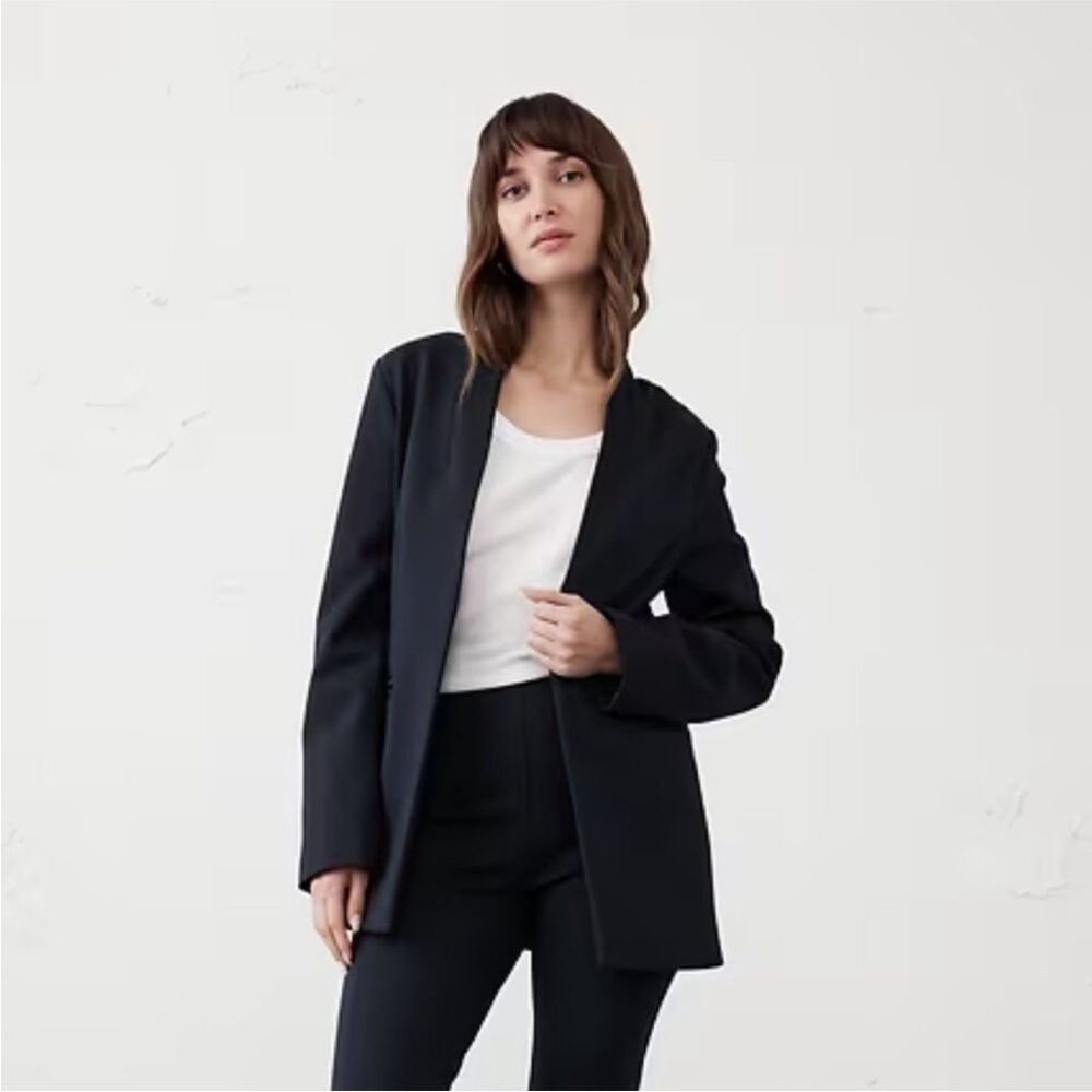NWT! Banana Republic Navy Ponte Collarless Blazer - Multiple Sizes 🩶